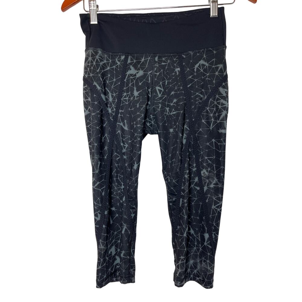 Lululemon Pedal Pace Crop Leggings Star Crushed Coal Black/Black Size 6 Running
